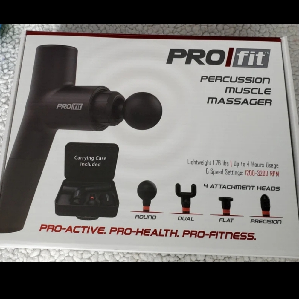 NEW Tzumi Pro Fit Black Percussion Muscle Massager Gun